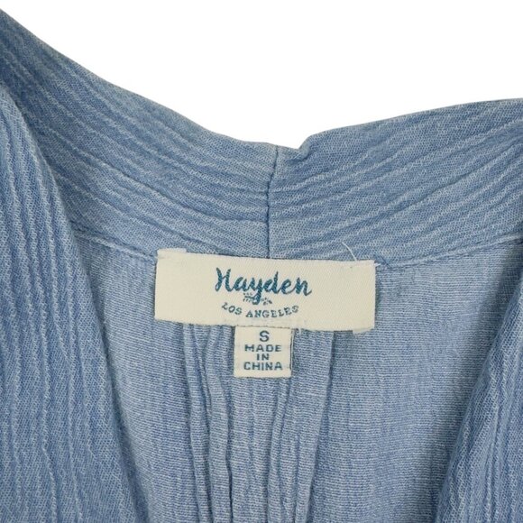 Hayden Soft Chambray Textured 100% Cotton V-Neck Top Women's Size Small - Picture 5 of 6
